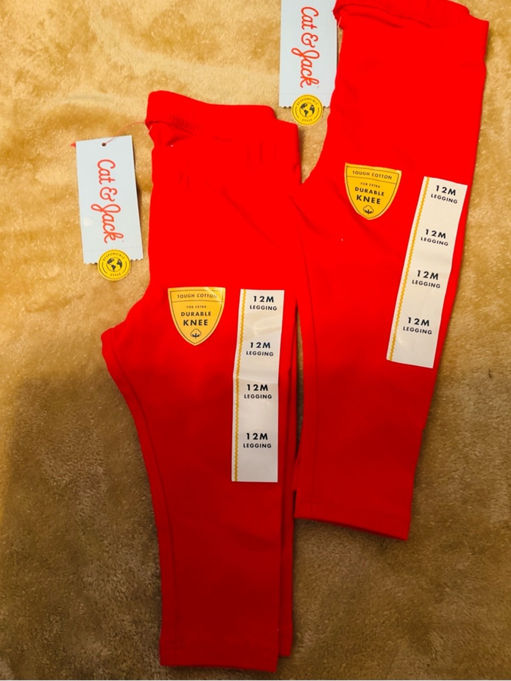 Cat & Jack Bright Red Toddler Leggings - 2 Pack